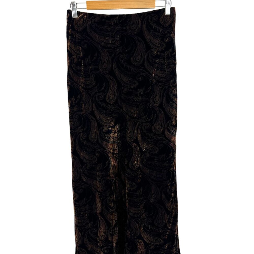 Alex & Co. Black, brown and purple paisley velvet long mermaid skirt Size 8 - Picture 2 of 10
